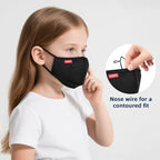 Kids Face Mask Cotton Cloth Face Mask 3 PACK Reusable Comfort Soft Dust Protection Breathable Washable Face Covering Fabric Mask with Filter Pocket and Nose Wire for Unisex Children Teens