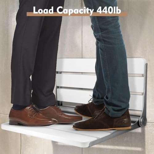 Wall Mount Shower Seat 18", Shower Bench Wall Mount for Inside Shower, Fold Down Shower Seat, Shower Seats for Adults