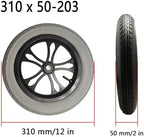 12 Inch Inflatable Wheelchair Rear Wheel, 310x50-203 Replacement Rubber Tire, Electric Wheelchair Wheel Accessories
