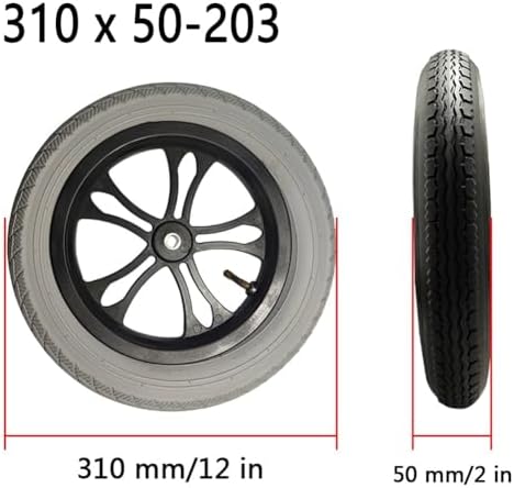 12 Inch Inflatable Wheelchair Rear Wheel, 310x50-203 Replacement Rubber Tire, Electric Wheelchair Wheel Accessories