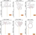 36 Pack He Asked She Said Yes Cupcake Toppers Glitter Love Heart I do Ring Bridal Shower Cake Food Picks Decorations for Wedding Engagement Theme Party Supplies Silver