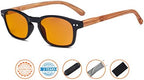 CessBlu Blue Light Blocking Glasses with Orange Tinted Fliter Lens Computer Reading Glasses with Bamboo-Look Temples