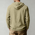 Mens Linen Shirts Long Sleeve Henley Casual Lightweight Cotton Hoodie Top Summer Fashion Loose Beach Vacation Clothes