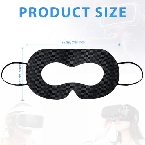 200 Pcs Disposable VR Face Mask Breathable Cover for VR Nonwoven Fabric Sanitary Eye Mask, Eye Cover Pad (Black)