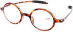 DOOViC Round Reading Glasses Flexible Lightweight Readers Glasses Fashion Design Tortoise for Men & Women 2.75