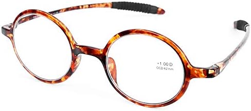 DOOViC Round Reading Glasses Flexible Lightweight Readers Glasses Fashion Design Tortoise for Men & Women 1.00