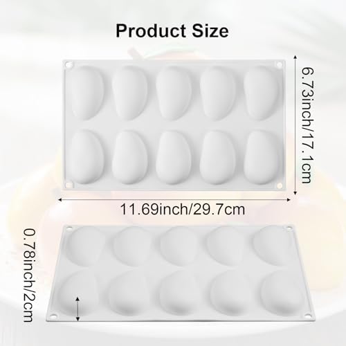 JJUNW Mango Silicone Mold for Baking Mousse Cake, Mango Shape Cake Mold with 10 Cavities Non-Stick Silicone Cake Decoration Mold for Baking Pastry Chocolate Cake Dessert DIY(11.6x6.7x0.7 In)