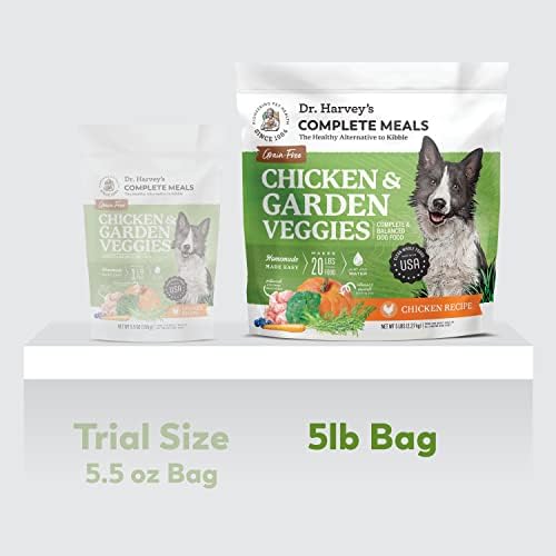 Dr. Harvey's Chicken & Garden Veggies Dog Food, Grain-Free Dehydrated Food for Dogs with Freeze-Dried Chicken (5 Pounds)