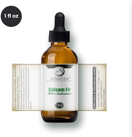 Balsam Fir Essential Oil, Abies Balsamea, Steam Distilled Fir Needle Oil, Fresh Evergreen Aroma for Aromatherapy, Diffuser, Massage, Candle & Soap Making, Natural Oil for Blends - 1 Fl oz