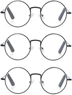 Metal Frame Round Reading Glasses with Spring Hinge (Black, Silver and Gunmetal)