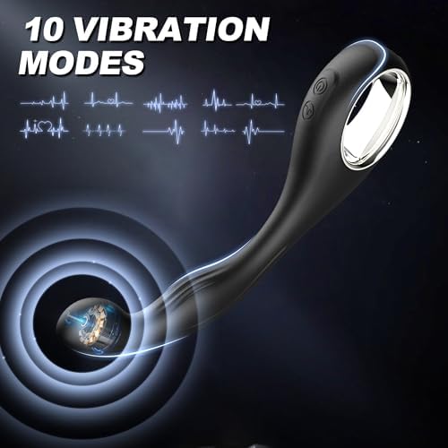 Prostate Vibrator with 10 Vibration Modes, Male Prostate Massager & Women G Spot Vibrator, Vibrating Butt Plug Dildo with Hollow Ring Design, Anal Toys Stimulator for Couple, Waterproof Sex Toy, Black
