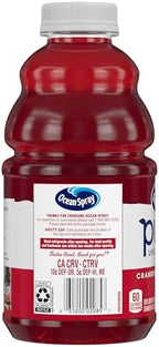 Ocean Spray® Pure Unsweetened Cranberry, 100% Cranberry Juice From Concentrate, 32 Fl Oz Bottle