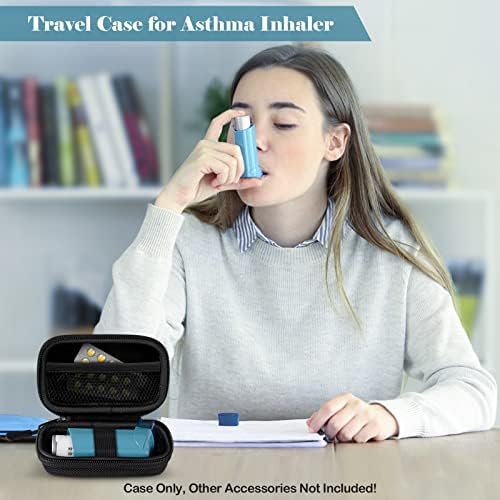 MEDMAX Inhaler Case, Hard Shell Protective Travel Carrying Case, Fits Standard Rescue & New Albuterol Inhaler Devices Up to 4 Inches, Device Not Included, Black
