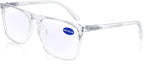 MARE AZZURO Blue Light Blocking Reading Glasses Men Large Square Computer Readers 100 125 150 175 200 225 250 275 300 350 (Transparent 2.0)