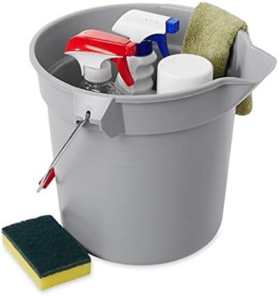 Rubbermaid Commercial Products BRUTE 14 Quart Round Bucket Gray Heavy-Duty Construction for Professional/Janitorial Cleaners