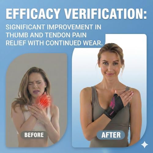 Thumb Wrist Brace | Upgraded Thumb Spica Splint Stabilizer Pain Relief Night Support for De Quervain’ s Tenosynovitis Trigger Finger Arthritis Sprains | Breathable Fabric (Rose Pink/Black, L/XL - Fit both hands)