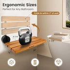 20 Inchs Teak Folding Shower Seat Wall Mounted, Folding Shower Seat with 400 Lb. Weight Capacity (Black Cover)