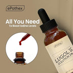EPOTHEX Lugol's Solution 2% 1oz Glass Dropper Bottle. Contains Potassium Iodide and Iodine, 30ml