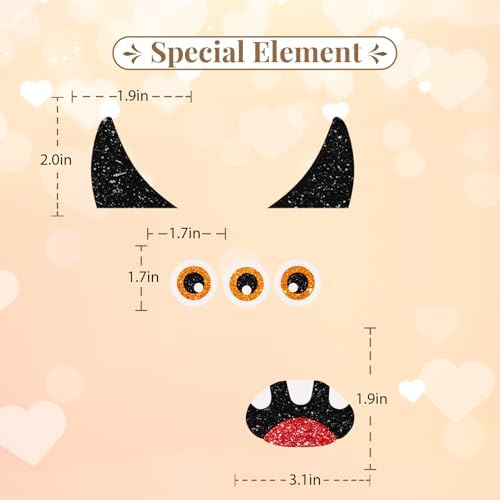 Monster Face Cake Topper, Monster Birthday Cake Decor, Black Glitter Monster Eyes Horns Cake Topper Set for Baby Shower, Kids Birthday Party Decoration