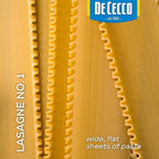 De Cecco Lasagne No.1 Pasta, 16 Oz, Authentic, Slow Dried, Made with Durum Wheat, Versatile Pasta for Sauces & Recipes, Made in Italy