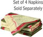 Lintex Golden Mistletoe and Ribbon Christmas Cotton Jacquard Fabric Napkins, Evergreen Mistletoe Red Ribbon Berry Woven Holiday Xmas Easy Care Cotton Weave Napkin Set, Set of 4 Napkins