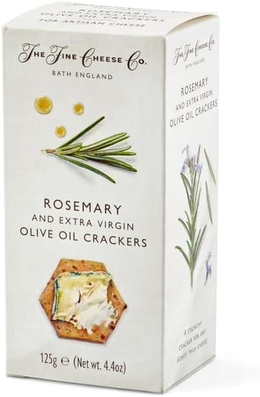 The Fine Cheese Co. Rosemary and Extra Virgin Olive Oil Crackers for Cheese | Imported from England | 4.4 ounce