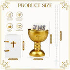First Holy Communion Cake Decorating Kit, Plastic First Communion Cake Topper Set with Cross Rosary, Mini Bible, and Chalice for Elegant Celebration Accents, Religious Decor