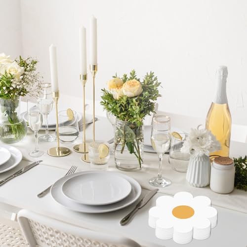 100 Pcs Daisy Paper Napkins Disposable, 6.5 x 6.5 Inches Luncheon Dinner Napkins Floral Tissue Paper for Garden Tea Gathering Bridal Shower Wedding Baby Shower Birthday Party Decorations
