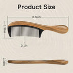 Onedor Handmade Buffalo Horn and Sandalwood Hair Combs - Anti-Static Natural Scent Wooden Detangler (Fine Tooth)
