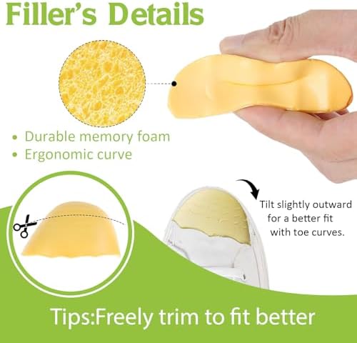 8Pcs-Shoe Filler&Heel Pad Set for Too Big Shoes Too Big Inserts for Women and Men,for Heel,Sneaker, Boots,Pain Relief and Comfort (Half to one Size Bigger)