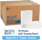 Pacific Blue Ultra Big Z-Fold Paper Towels by GP PRO (Georgia-Pacific), White, 20887, 220 Paper Towels Per Pack, 10 Packs Per Case (2200 Total), 10.20'' x 10.80