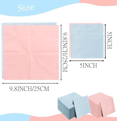 100 Pieces 3-ply Gender Reveal Napkins Beverage Napkins Dessert Napkins Disposable Paper Napkins for Wedding Birthday Party Paper Dinner Napkins