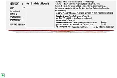 Wagh Bakri | Instant Masala Tea | Premix Masala Tea | 140g 10 Sachets (4.93 Oz) | Pack of 2