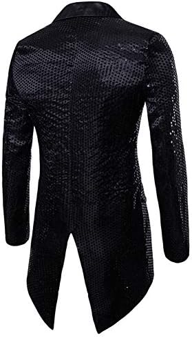 Cloudstyle Mens Sequin Tailcoat Swallowtail Suit Jacket Party Show Tux Dress Coat