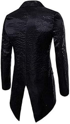 Cloudstyle Mens Sequin Tailcoat Swallowtail Suit Jacket Party Show Tux Dress Coat