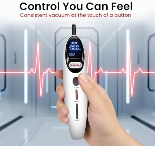 LeLuv Magna LCD Smart Handheld Electric Vacuum Pump Handle — USB-Rechargeable Precision Vacuum Controller with Manual & Smart Modes, Release Safety, Professional Vaccum Tool - Smooth White Silicone