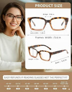 JOLISU 5 Pack Reading Glasses For Women,Blue Light Blocking Computer Reader Spring Hinge Eyeglasses