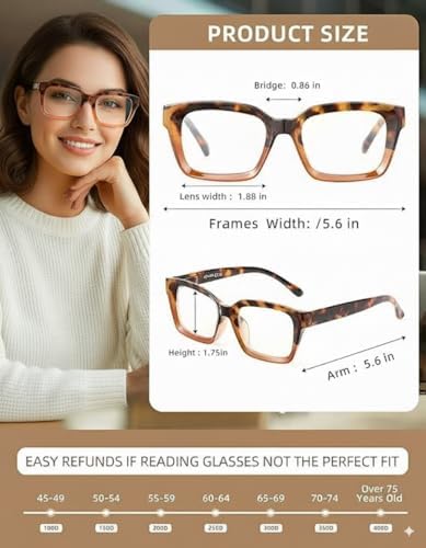 5 Pack Reading Glasses For Women,Blue Light Blocking Computer Reader Spring Hinge Eyeglasses