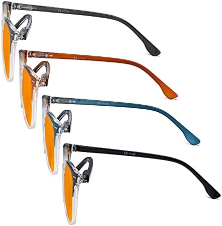Eyekepper 4 Pack Computer Reading Glasses for Women Blue Light Blocking Readers Orange Tinted +1.75