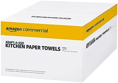 AmazonCommercial 2-Ply White Adapt-a-Size Kitchen Paper Towels, Absorbent, Thick, Individually Wrapped, 140 Towels per Roll (12 Rolls), 1,680 Sheets Total
