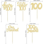 30pcs Happy 100th Birthday Cupcake Toppers - Gold Glitter One Hundred Cheers to 100 Years Old Cupcake Picks for Anniversary Party Cake Decorations