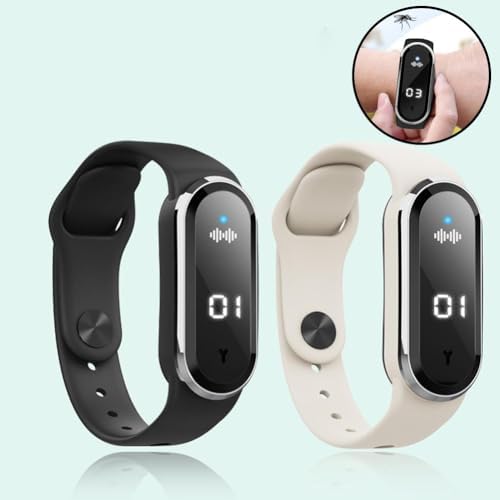 Ultrasonic Buzz Defense Bracelet – New Rechargeable Chemical-Free Buzz Defense, Waterproof, Three Adjustable Modes, Digital Light Display for Outdoor, Travel & Night Use (Black)