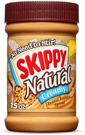SKIPPY Natural Peanut Butter Spread, Creamy, 7 g protein per serving, 15 oz. (12 Pack)