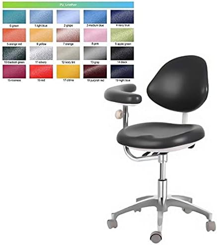 BONEW Dental Chair Assistant Stool Chair with Armrest PU Leather Height Adjustable Black
