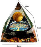 Moonstone Crystal Orgone Pyramid Ogan Crystal Energy Tower, Nature Reiki Chakra Crushed Stone Jewelry, Crystal Pyramid for Home Decor (Obsidian)