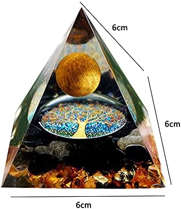 Moonstone Crystal Orgone Pyramid Ogan Crystal Energy Tower, Nature Reiki Chakra Crushed Stone Jewelry, Crystal Pyramid for Home Decor (Obsidian)