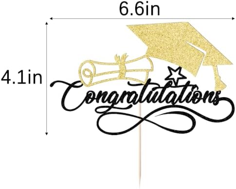 Congratulations Cake Topper,Congrats Cake Topper-2026 Graduation Cake Topper,Congrats Grad Party Cake Decorations for Senior High School College Grad/University Graduation Party (Black gold)