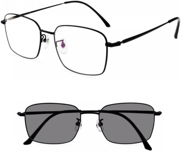 Photochromic Reading Glasses, Progressive Multifocus Anti UV Sunglasses, Driving Presbyopia Readers, Titanium (Color : Black, Size : +2.50)