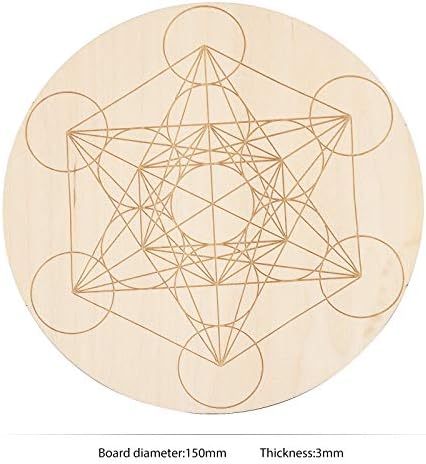 Amogeeli Metatron's Cube Sacred Geometry Wooden Crystal Grid Set with Chakra Stone, Wicca Yoga Meditation Decor