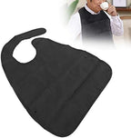 FILFEEL Black Adult Bib, 22.8 x 18.3in Clothing Protector Elderly Soft Apron Washable Long Bibs